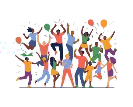 People in Excited Poses Silhouettes Collection Template vector