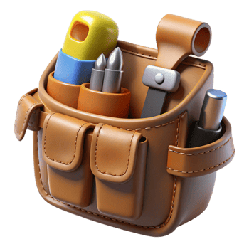 3D Render Brown Leather Tool Bag Illustration png