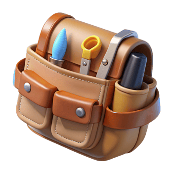 3D Render Cartoon Tool Bag Illustration png