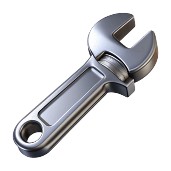 3D Render of a Metallic Wrench png