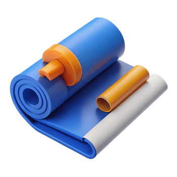 3D Render Rolled Blue and Orange Cylinders png