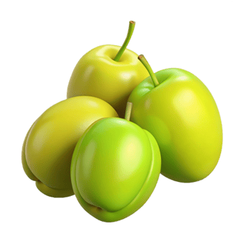 3D Render of Green and Yellow Plums png