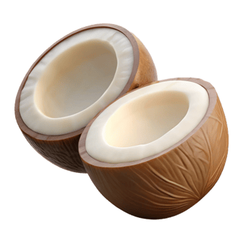 3D Render of Two Halved Coconuts png