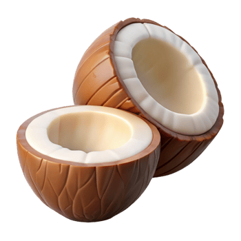 3D Render of Two Halved Coconuts png
