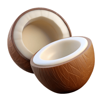 3D Render of Coconut Halves png