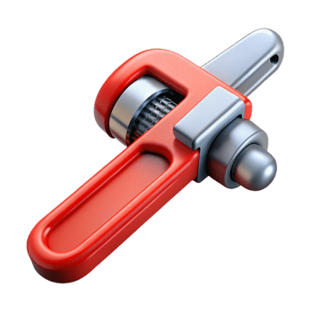 Red Adjustable Wrench 3D Render png