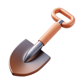 3D Render of a Small Wooden Shovel png