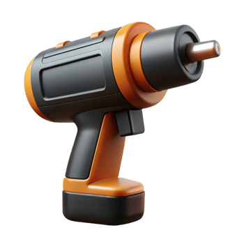 Orange and Black Cordless Drill 3D Render png