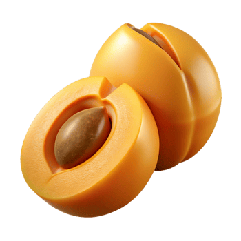 3D Render of Apricots, Halved Fruit png