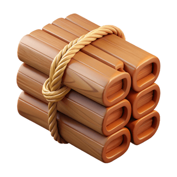 3D Render of Wooden Logs Bound by Rope png