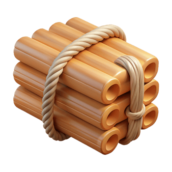 3D Render of Bound Wooden Logs png
