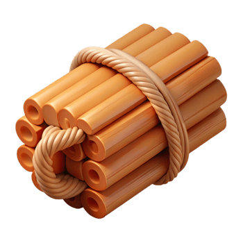 3D Render of Wooden Sticks Bound by Rope png