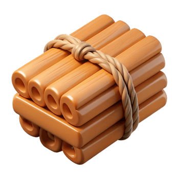 3D Render of Wooden Logs Bound by Rope png