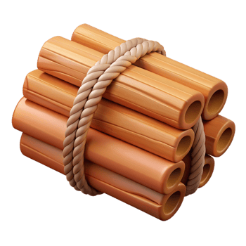 3D Render Wooden Logs Bound by Rope png