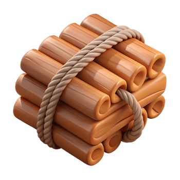 3D Render of Wooden Logs Bound by Rope png