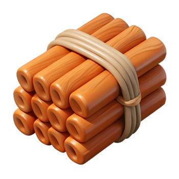 3D Render of Bound Wooden Logs png