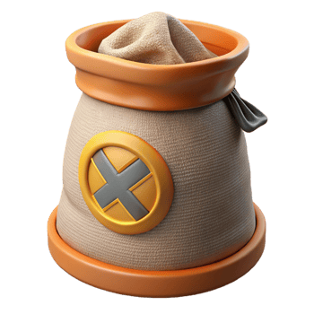 3D Render of a Fabric Sack with X Mark png