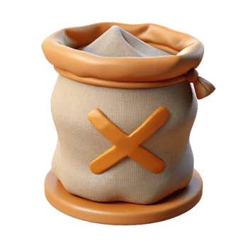 3D Render Sack Bag Illustration, Orange and Beige png
