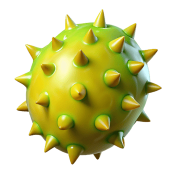 3D Spiky Yellow-Green Orb Illustration png