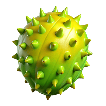 3D Spiky Ball Illustration Green Yellow png