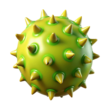 3D Render Spiky Yellow Green Ball png