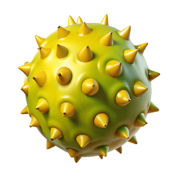 3D Spiky Yellow Green Ball Illustration png