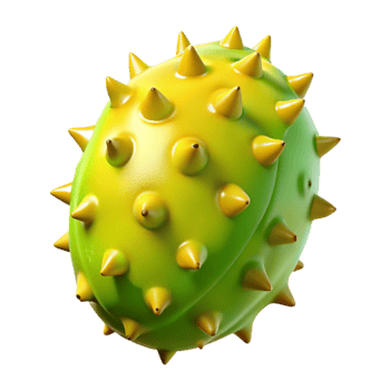 3D Render Spiky Yellow Green Fruit Illustration png