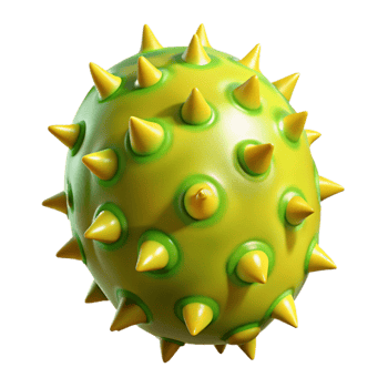 3D Render Spiky Yellow Green Ball Illustration png