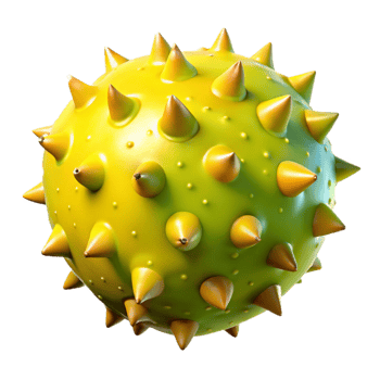 3D Spiky Yellow Ball Illustration png