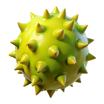 3D Spiky Yellow Ball Illustration png