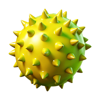 3D Render Spiky Yellow Ball Illustration png