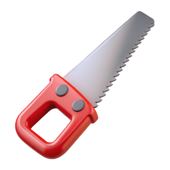 3D Render Red Hand Saw Illustration png