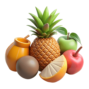 3D Render of Fruits and Drink png