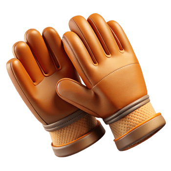 3D Render Orange Leather Gloves png