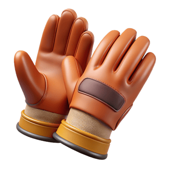 3D Render Orange Leather Gloves png