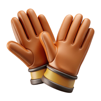 3D Render Brown Leather Gloves png