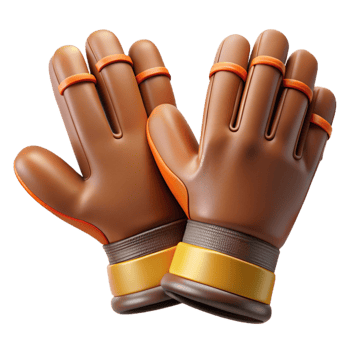 Brown Leather Goalkeeper Gloves 3D Illustration png