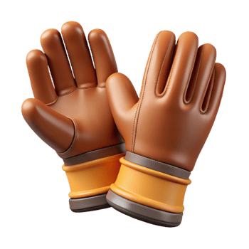 3D Render Brown Leather Gloves png