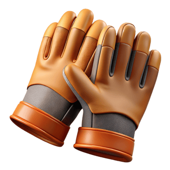 3D Render Orange Leather Gloves png