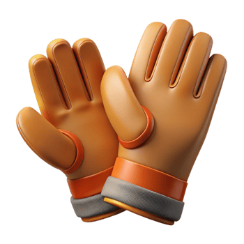 3D Render Orange Goalie Gloves png