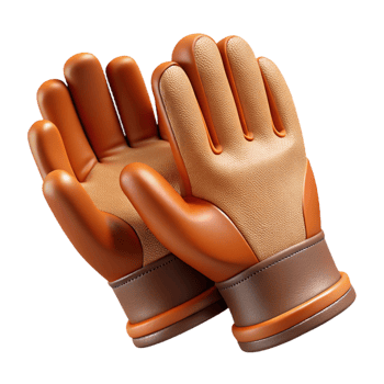3D Render of Brown Leather Gloves png