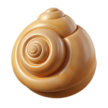 3D Render Golden Spiral Shell png