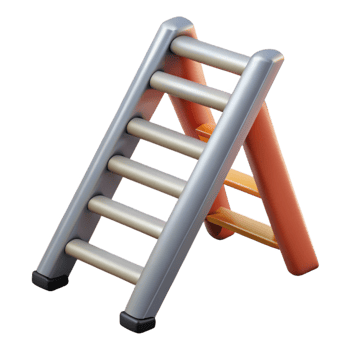 3D Render of a Gray and Orange Ladder png