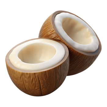 3D Render of Cracked Coconut, Tropical Fruit png