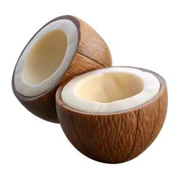 3D Render of Two Halved Coconuts png