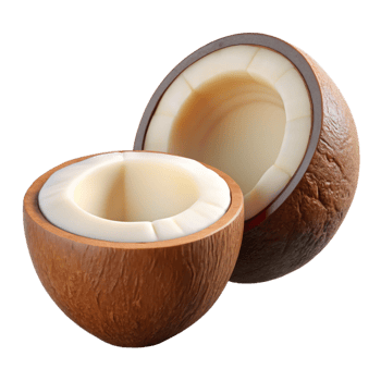 Realistic 3D Render of a Coconut Halved png