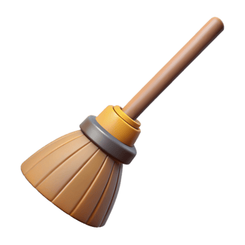 3D Render Cartoon Broom Illustration png