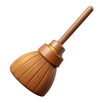 3D Broom Illustration, Cleaning Tool png
