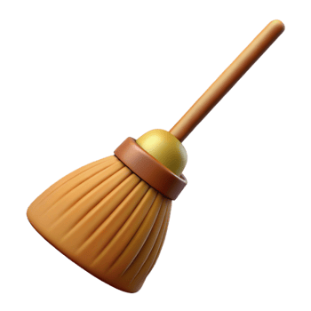 3D Broom Illustration, Cleaning Tool Render png
