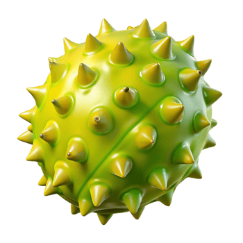 3D Render Spiky Yellow Green Ball Illustration png